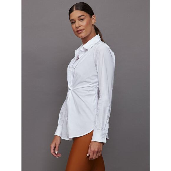 Carbon38 Women's Twisted Button-Up Tunic Shirt Long Sleeve Blouse White Size XL - Picture 2 of 16